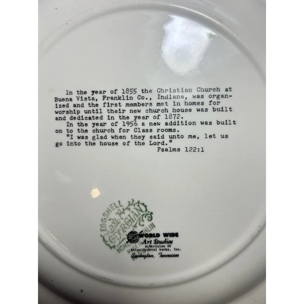 World Wide‎ Art Commemorative Plate Buena Vista Christian Church 1855